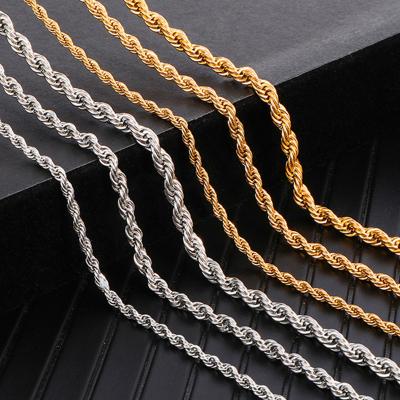 China 2mm 3mm 4mm 5mm TRENDY Chain Necklace 18 Gold Plated Twist Rope Chain for sale