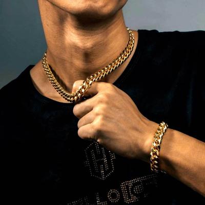 China 316L stainless steel 18k gold silver bracelet hip hop punk factory supply men's direct type Cuban link for sale