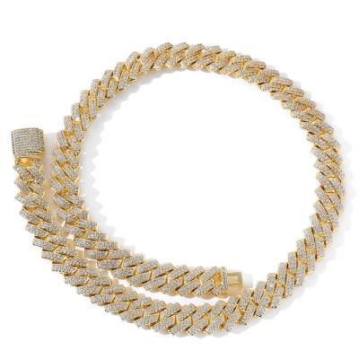 China 2022 new fashion 14MM 18K gold plated outlet initial hip-hop ice men chain link jewelry Cuban necklace for sale