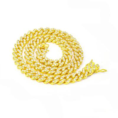 China Fashion 12MM Width Mens Deep Iced Out Bling Diamond 18K Gold Cuban Hip Hop Chunky Chain Link Necklace for sale