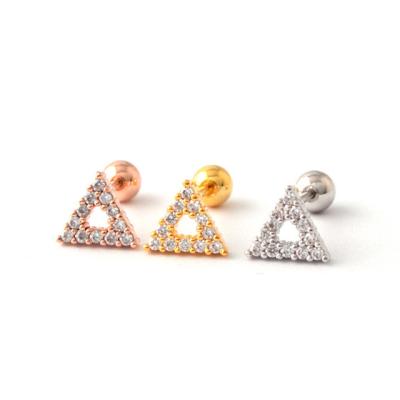 China TRENDY Short Silver Cavity Gem Triangle Cartilage Tragus Piercing Clear Shipping S925 for sale