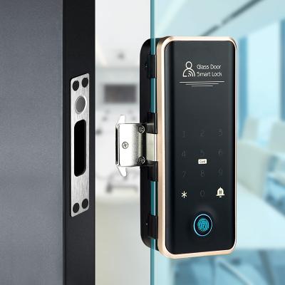 China Apartment Hot Sale Digital Door Lock Glass Office/Train TTlock Fingerprint Password Card Smart Glass Remote Control Biometric Door Lock for sale