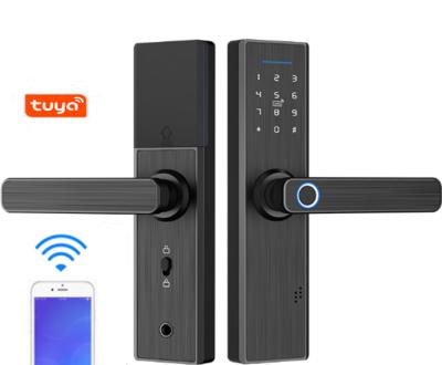 China ttlock Wooden Smart APP Tuya Card Code Password Fingerprint Lock Wifi Factory Price Door Remote Control Fingerprint Door Lock for sale