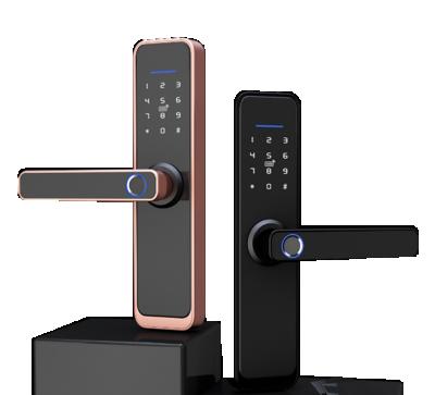 China Factory Price Smart Home Tuya Wifi Fingerprint Door Lock Digital Fingerprint Password Code Card Wooden Biometric Door Lock for sale