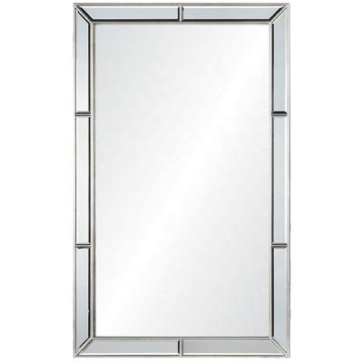 China Classic Contemporary Wall Mounted Mirrored Frame Wall Rectangular Decorative Cosmetic Mirror for sale