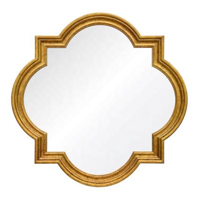 China New Layers Design Designer Antique European Wood Frame Unique Decorative Mirror Round Gold For Home Decor for sale