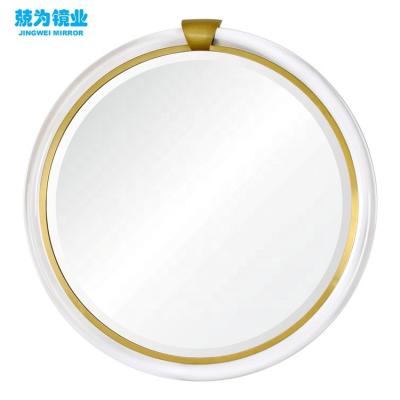 China Modern Stylish Acrylic Ornamental Modern Decorative Metal Framed Gold Wall Mirror for sale