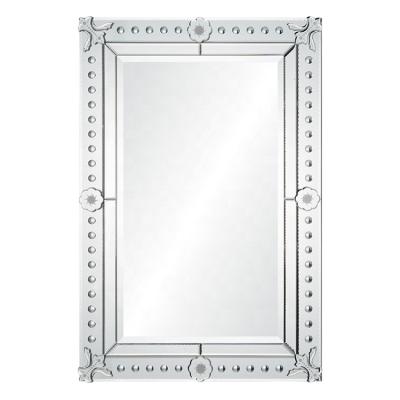 China Silver Clear Antique Rectangular Mirror Mosaic Decorative Integral Wall Mounted Mirror Etched for sale