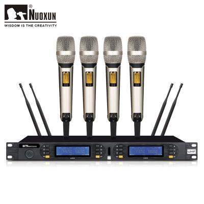 China Handheld Microphone UHF Four Channel Karaoke Wireless Microphone Handheld Microphone for sale