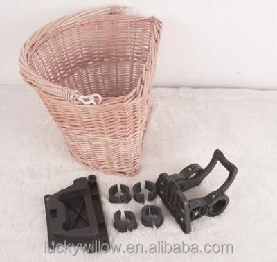 China Eco - Friendly Willow Half Round Bicycle Basket With Quick Release Bracket for sale