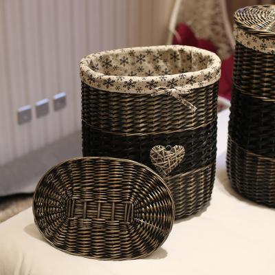 China Cheapest Laundry Basket Wholesale Willow Laundry Basket Set With Lid For Hotel for sale