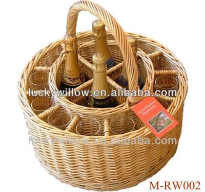 China China Round Wicker Wine Bottle Gift Basket With Rack (Factory Supplier) for sale