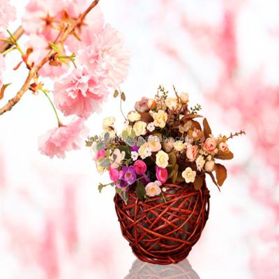 China Eco-friendly factory directly supply artificial flower basket decoration wicker flowerpot for sale