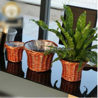 China China Wicker Flower Pot Rattan Flower Vase Vintage Home Storage Basket for sale