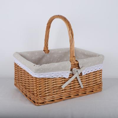 China Modern Wicker Full Artificial Flower Baskets Willow Storage Baskets With Lining Fabulous Containers For Home Deco for sale