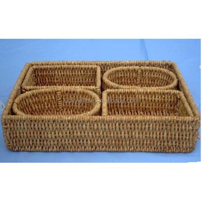 China Sustainable 5 pcs set square and round vegetable plankton storage basket and straw basket for sale