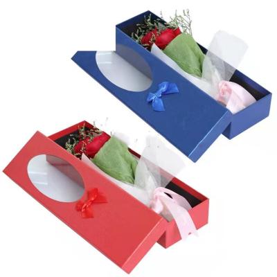 China Recycled Materials Clear Window A Rose Life Love Gift Boxes PVC Paper Boxes Wholesale Craft Flower Packaging Boxes For Flowers for sale