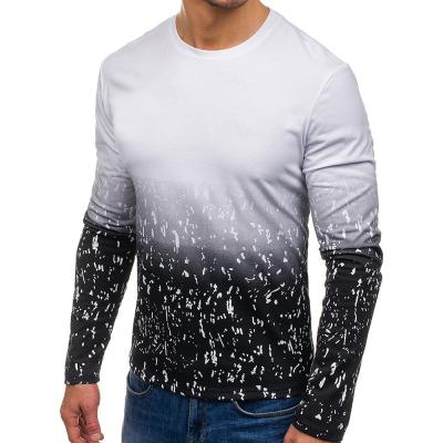 China Personalized Round Neck Gradient Dot T-shirt Men's Custom Long Sleeve Long Sleeve Men Clothing for sale