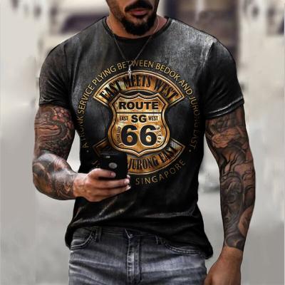 China Anti-wrinkle factory wholesale custom 3D T-shirt fashion trendy brand printing men's short-sleeved T-shirt in stock for sale