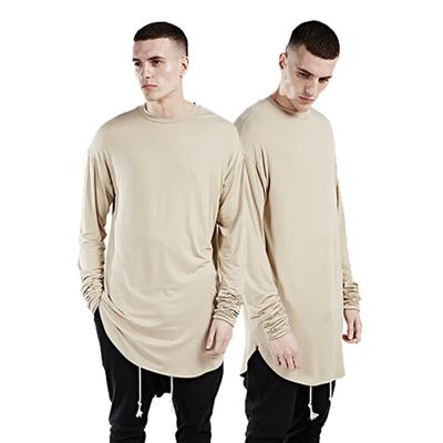 China Sustainable Contacts Aplet Curved Edge Long Sleeve T Shirt Men for sale