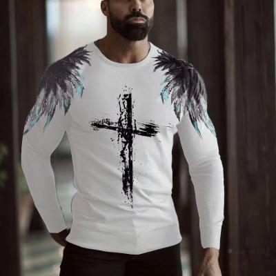 China Breathable LOGO Men Fashion Customized Printed Long Sleeve Cotton T-shirt MZMT05164 for sale