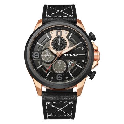 China Top Brand Fashion Leather Strap Chronograph Luxury Men Watches Casual Business Male Wristwatches for sale