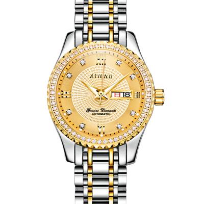 China Automatic Waterproof Ladies Crystal Stone Fashion Wristwatch Luxury Stainless Steel Case Atmosphere 3 Date 3 Watches for sale