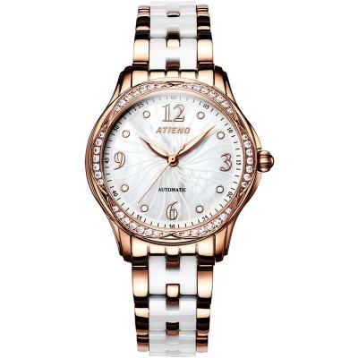 China High-End Automatic Date Automatic Women Wrist Watch Stainless Steel Business Ceramic Wrist Watch For Female for sale