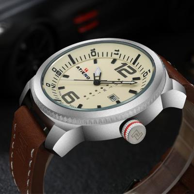 China New Simple Leather Strap Watch Men's Automatic Date Fashion Trend Quartz Watches for sale