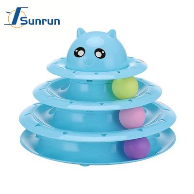 China Best Selling 3 Tier Viable Lane Cat Toys Pets Interact Ball Roller Puzzle Game Plastic Detachable Interactive Toys for sale