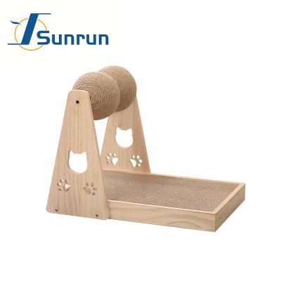 China Hot Selling Viable Square Claws Cat Scratch Board Cat Scratch Pole Toys High Quality Wooden Sisal Ball Double Claw Grinding Toys for sale