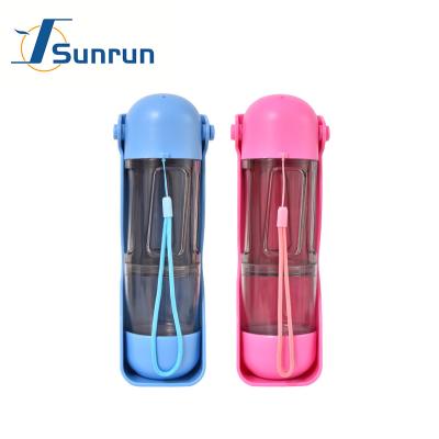 China Portable Folding Dog Food Dispenser Travel Sustainable Water Food Cup Water Bottle with Poop Bags and Plastic Scoop for sale