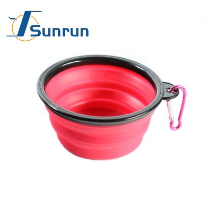 China Bestselling Pet Travel Silicone Bowl Viable Collapsible Bowl Portable Pet Food Container Water Feeder for sale