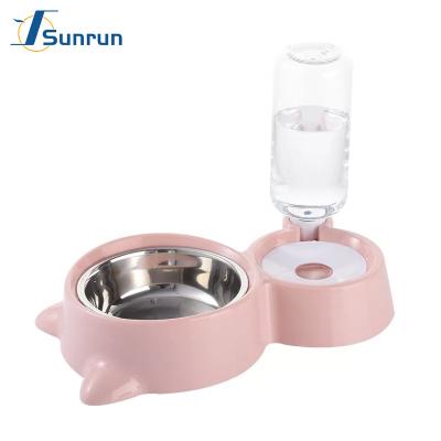 China Cat Shape Automatic Water Refill Double Bowl, Hot Selling Sustainable Water and Food Bowl Set with Detachable Stainless Steel Bowl for sale