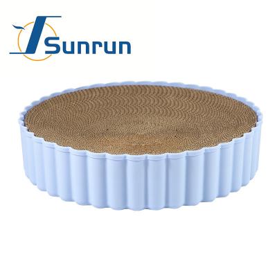 China Viable Core Cat Claw Disc Round Corrugated Wear-resistant Cat Scratching Board Round Replacement Cat Scratching Lounge Bed for sale