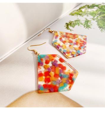 China FASHIONABLE Geometry Stylish Irregular Shape Dangle Earrings Rainbow Color Acrylic Earrings For Girls for sale