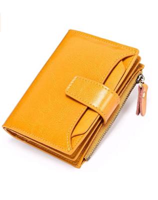 China Waterproof Whole Sale Small Wallet for Women Genuine Leather Bifold Contract RFID Blocking Small Women's Wallet for sale