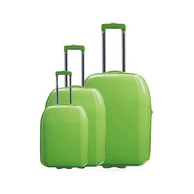 China Durable 3 Pieces Plastic Hard Shell Trolley PP Luggage Set for sale