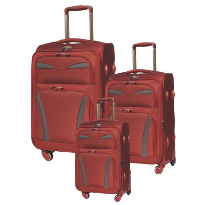 China Fancy Red Polyester Unique Style Spinner Travel Briefcase Bag Luggage Set for sale