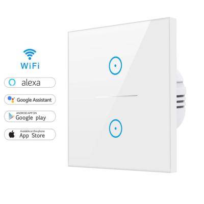 China Tuya 2 Band 2 Way Wireless Wifi Lamp Switch UK/EU Smart Wifi Wall Switch Smart Wireless Lamp Switch for sale