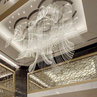 China Contemporary Customizable Height Glass Tube Chandelier Lighting Ceiling Light Flush Mount LED Pendant Chandelier For High Ceilings for sale