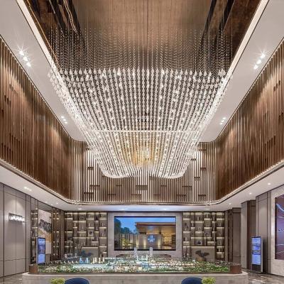 China Modern Contemporary Luxury Lighting For Hotel Lobby Modern Large Glass Stainless Steel Ceiling Chandelier for sale