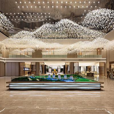 China Contemporary Custom Modern Luxury Colored Stone Glass Chandelier For Hotel for sale