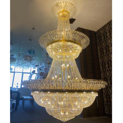 China Large Traditional Gold Plated 24k Empire Crystal Chandeliers For Hotel Project for sale