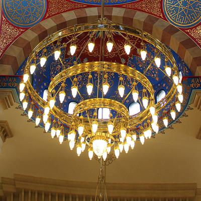 China Large Masjid Traditional Islamic Chandelier Project Customization Gold Luxury Mosque Lighting Bronze Chandelier For Church for sale