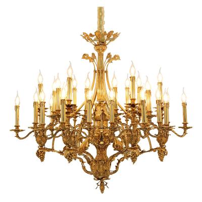 China European Mid Century Hotel Entrance Foyer Chandelier Extra Large Luxury Antique Brass Chandelier for sale