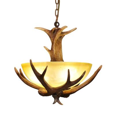 China Modern American Exclusive Simple Antique Deer Horn Restaurant Ceiling Chandelier Antler Style Hanging Lamp for sale