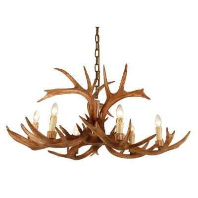 China Modern Nordic Gold Living Room E14 Pendant Lamp Wooden Crystal Chandelier With Deers LED Chandelier for sale