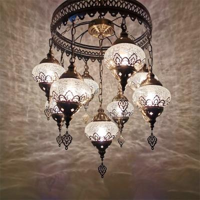 China Traditional Turkish Moroccan Hotel Chandelier Pendant Light Antique Turkish Mosaic Style Glass Chandelier for sale