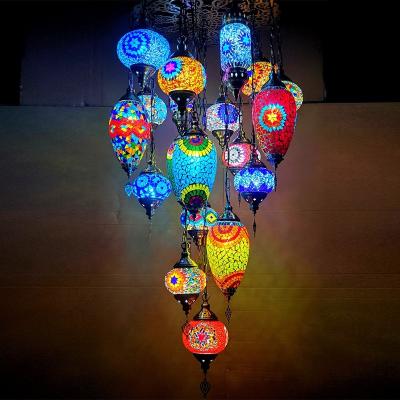 China Traditional Moroccan Traditional Indoor Antique Glass Chandelier Ceiling Pendant Light for Home for sale